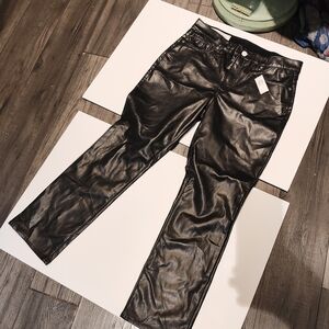 GAP Black Faux Leather Straight-Leg Pants